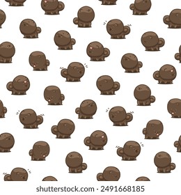 Cute kawaii pomeranian dog. Seamless pattern. Cartoon character. Vector drawing. Design ornaments.