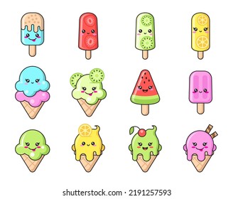 Cute Kawaii Popsicle And Ice Cream