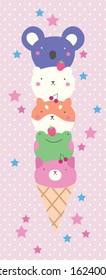 cute kawaii postcard with vector illustration design