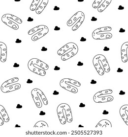 Cute kawaii pregnancy pillow characters. Seamless pattern. Coloring Page. Cartoon accessory for sleeping, nursing, rest. Hand drawn style. Vector drawing. Design ornaments.