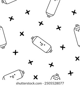 Cute kawaii pregnancy pillow characters. Seamless pattern. Coloring Page. Cartoon accessory for sleeping, nursing, rest. Hand drawn style. Vector drawing. Design ornaments.