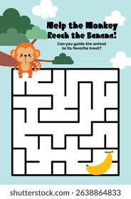 Cute kawaii printable worksheet for kids to trace a fun maze connecting animals to their food. Great for early education and learning through play.