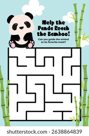 Cute kawaii printable worksheet for kids to trace a fun maze connecting animals to their food. Great for early education and learning through play.