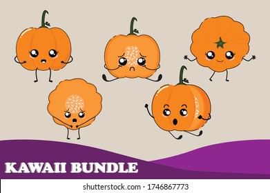 Cute Kawaii Pumpkin Bundle Illustration