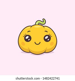 Ilustración de dibujos animados de Vector de personaje de calabaza kawaii lindo