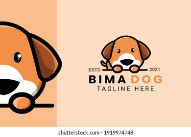 Cute Kawaii Puppy Dog Mascot Cartoon Logo Design Icon Illustration Character Hand Drawn. Suitable for every category of business, company, brand like pet store or pet shop, toys, food, and many more