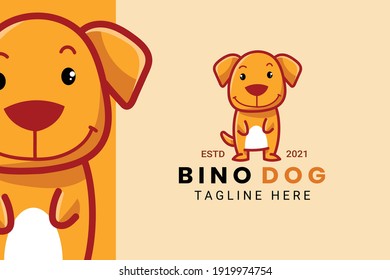 Cute Kawaii Puppy Dog Mascot Cartoon Logo Design Icon Illustration Character Hand Drawn. Suitable for every category of business, company, brand like pet store or pet shop, toys, food, and many more