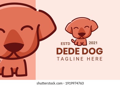 Cute Kawaii Puppy Dog Mascot Cartoon Logo Design Icon Illustration Character Hand Drawn. Suitable for every category of business, company, brand like pet store or pet shop, toys, food, and many more