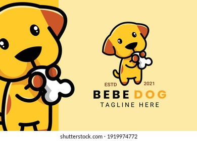 Cute Kawaii Puppy Dog Mascot Cartoon Logo Design Icon Illustration Character Hand Drawn. Suitable for every category of business, company, brand like pet store or pet shop, toys, food, and many more