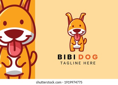 Cute Kawaii Puppy Dog Mascot Cartoon Logo Design Icon Illustration Character Hand Drawn. Suitable for every category of business, company, brand like pet store or pet shop, toys, food, and many more