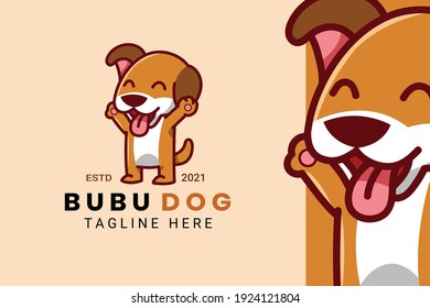 Cute Kawaii Puppy Dog Mascot Cartoon Logo Design Icon Illustration Character Hand Drawn. Suitable for every category of business, company, brand like pet store or pet shop, toys, food, and many more