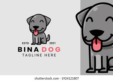 Cute Kawaii Puppy Dog Mascot Cartoon Logo Design Icon Illustration Character Hand Drawn. Suitable for every category of business, company, brand like pet store or pet shop, toys, food, and many more