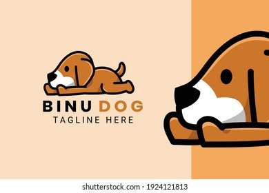 Cute Kawaii Puppy Dog Mascot Cartoon Logo Design Icon Illustration Character Hand Drawn. Suitable for every category of business, company, brand like pet store or pet shop, toys, food, and many more