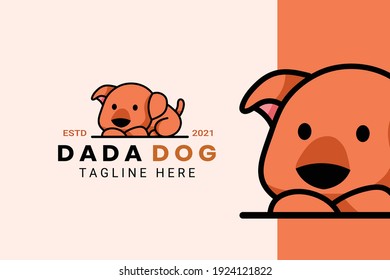 Cute Kawaii Puppy Dog Mascot Cartoon Logo Design Icon Illustration Character Hand Drawn. Suitable for every category of business, company, brand like pet store or pet shop, toys, food, and many more