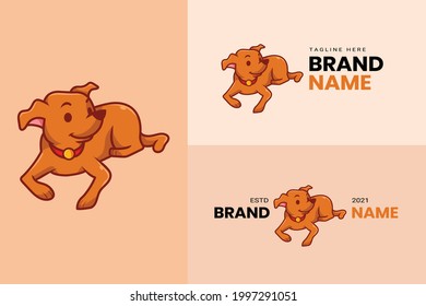 Cute Kawaii Puppy Dog Mascot Cartoon Logo Design Icon Illustration Character Hand Drawn. Suitable for every category of business, company, brand like pet store or pet shop, toys, food, and many more
