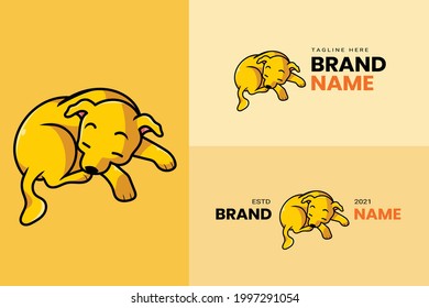 Cute Kawaii Puppy Dog Mascot Cartoon Logo Design Icon Illustration Character Hand Drawn. Suitable for every category of business, company, brand like pet store or pet shop, toys, food, and many more