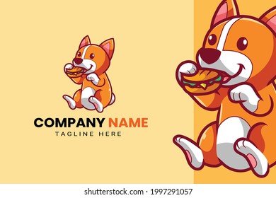 Cute Kawaii Puppy Dog Mascot Cartoon Logo Design Icon Illustration Character Hand Drawn. Suitable for every category of business, company, brand like pet store or pet shop, toys, food, and many more