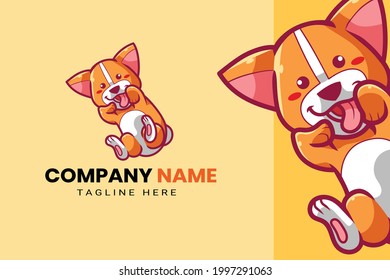 Cute Kawaii Puppy Dog Mascot Cartoon Logo Design Icon Illustration Character Hand Drawn. Suitable for every category of business, company, brand like pet store or pet shop, toys, food, and many more