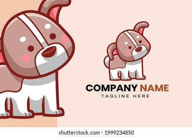 Cute Kawaii Puppy Dog Mascot Cartoon Logo Design Icon Illustration Character Hand Drawn. Suitable for every category of business, company, brand like pet store or pet shop, toys, food, and many more