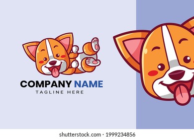 Cute Kawaii Puppy Dog Mascot Cartoon Logo Design Icon Illustration Character Hand Drawn. Suitable for every category of business, company, brand like pet store or pet shop, toys, food, and many more