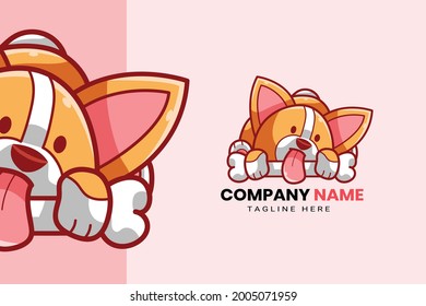 Cute Kawaii Puppy Dog Mascot Cartoon Logo Design Icon Illustration Character Hand Drawn. Suitable for every category of business, company, brand like pet store or pet shop, toys, food, and many more