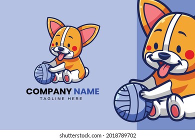 Cute Kawaii Puppy Dog Mascot Cartoon Logo Design Icon Illustration Character Hand Drawn. Suitable for every category of business, company, brand like pet store or pet shop, toys, food, and many more