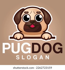 Cute Kawaii Puppy Pug Dog Mascot Cartoon Logo Design Icon Illustration Character Hand Drawn. Suitable for every category of business, company, brand like pet shop