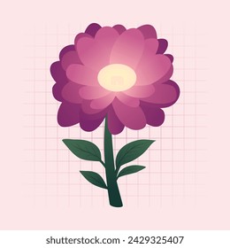 Cute kawaii purple peach floral flower vector element