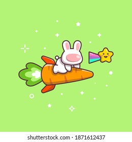 Cute Kawaii Rabbit Astonaut Doodle Drawing