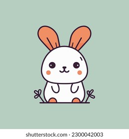 Cute kawaii rabbit bunny cartoon easter cutevector illustration