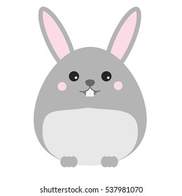 Cute Kawaii Rabbit, Bunny, Hare Character. Children Style, Vector Illustration. Sticker, Design Element For Kids Books