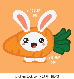 cute kawaii rabbit as a carrot