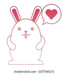 cute kawaii rabbit cartoon speech bubble heart love