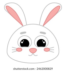 Cute kawaii rabbit emoji icon Vector illustration