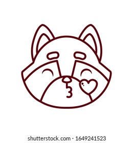 Cute kawaii raccoon cartoon line style icon design, Animal zoo life nature character childhood and adorable theme Vector illustration