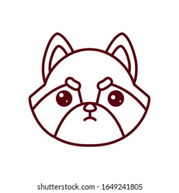 Cute kawaii raccoon cartoon line style icon design, Animal zoo life nature character childhood and adorable theme Vector illustration