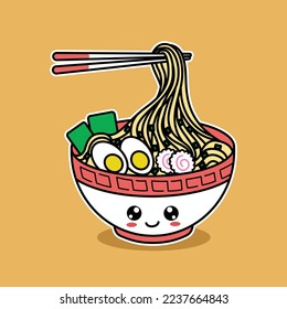 Cute Kawaii Ramen Vector Illustration