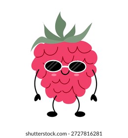 Cute kawaii raspberry fruit character illustration