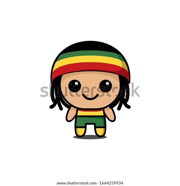 Cute Kawaii Rasta Reggae Character Logo Stock Vector (Royalty Free ...