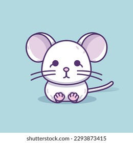 Cute kawaii rat chibi  mascot vector cartoon style