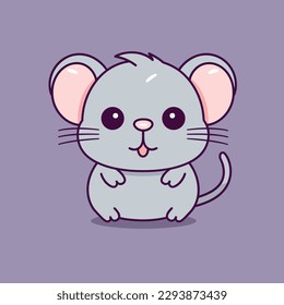 Cute kawaii rat chibi  mascot vector cartoon style