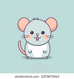 Cute kawaii rat chibi  mascot vector cartoon style