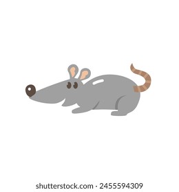 Cute kawaii rat flat illustration