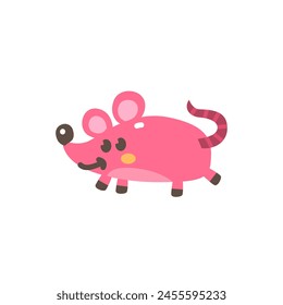 Cute kawaii rat flat illustration