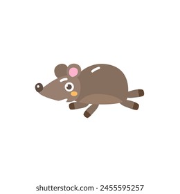 Cute kawaii rat flat illustration