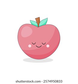 Cute kawaii red apple. A charming character.