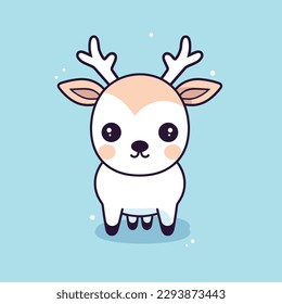 Cute kawaii reindeer chibi  mascot vector cartoon style