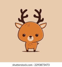 Cute kawaii reindeer chibi  mascot vector cartoon style