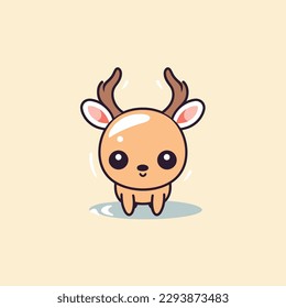 Cute kawaii reindeer chibi  mascot vector cartoon style