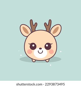 Cute kawaii reindeer chibi  mascot vector cartoon style